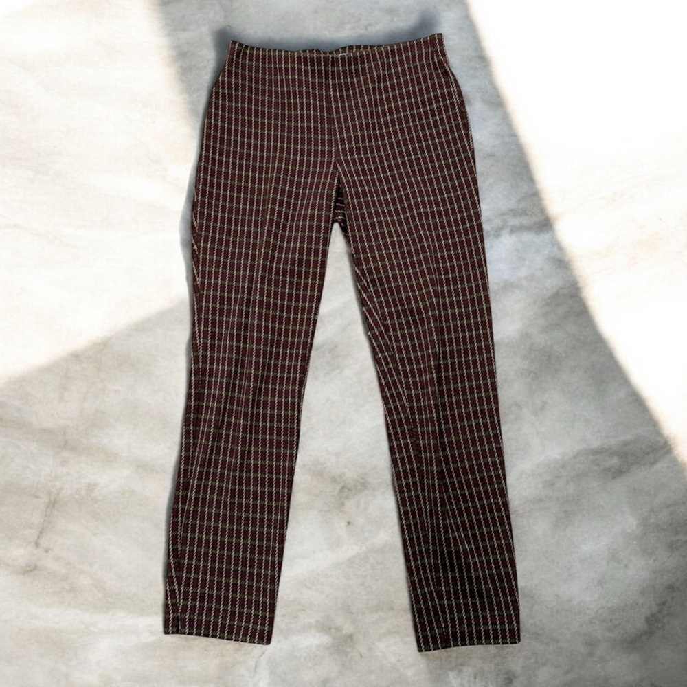 Ecru Anthropologie Brown Checkered Trouser Pants Women’s Size 6 Small